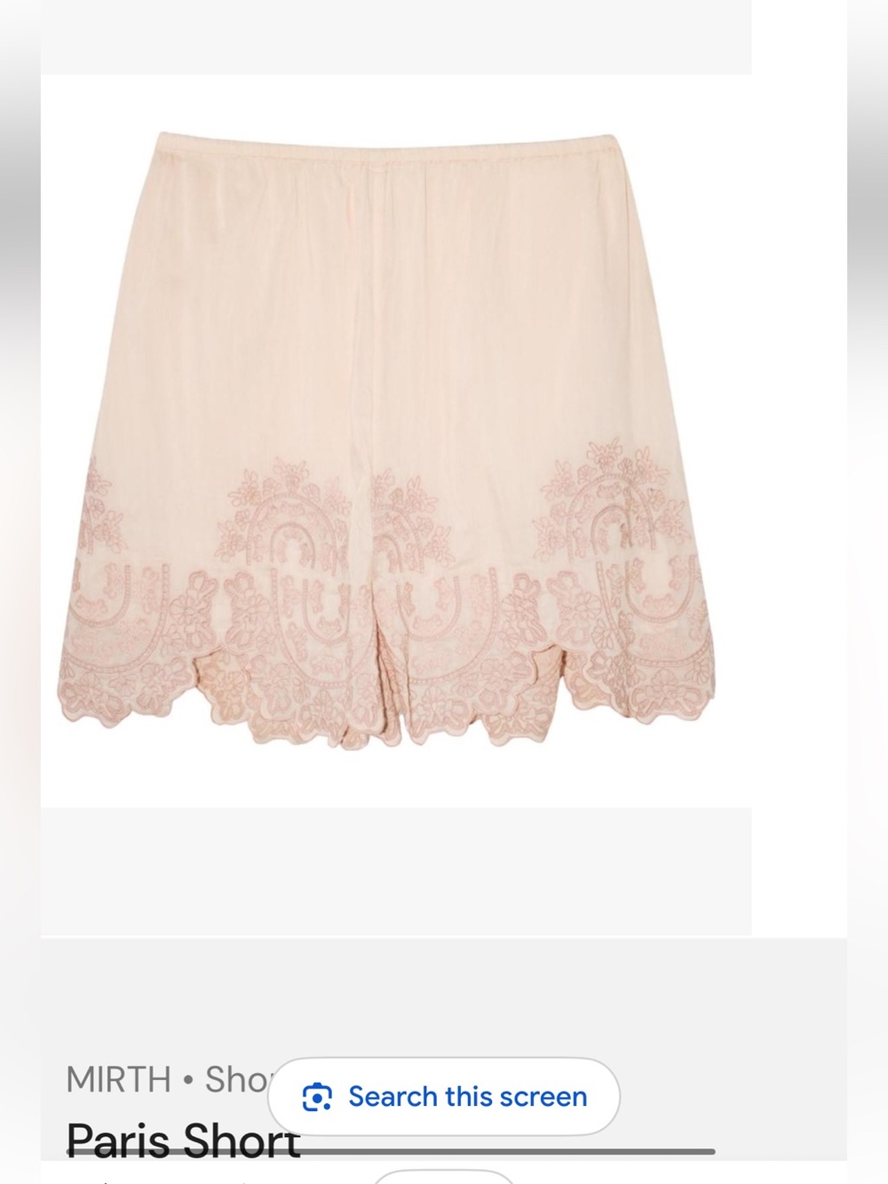 Mirth Paris High-Waist Embroidered Shorts in Blush